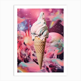 Ice Cream Pop Art Inspired Space Background 1 Art Print