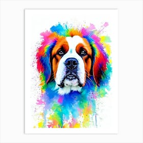 St Bernard Rainbow Oil [Ainting Dog Art Print