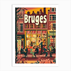 Aihrgdesign A 1970s Inspired Travel Poster For Bruges 2 Art Print