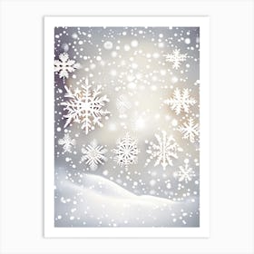 Snowfall, Snowflakes, Neutral Abstract 1 Art Print