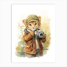 Tiger Illustration Photographing Watercolour 1 Art Print