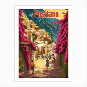 Aihrgdesign A 1970s Inspired Travel Poster For Positano Art Print