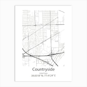 Countryside,United States Minimalist Map Art Print