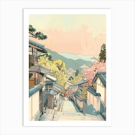 Nara Japan 6 Retro Illustration Art Print