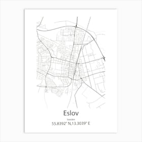 Eslov,Sweden Minimalist Map Art Print