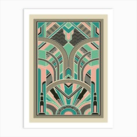 Art Deco Pattern 2 Pink Blue Art Print