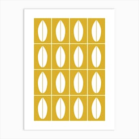 Mid Century Modern Leaf Print Mustard Art Print