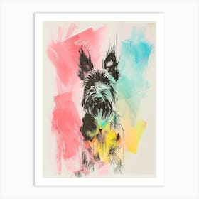 Pastel Briard Dog Line Illustration 1 Art Print