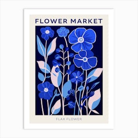 Blue Flower Market Poster Flax Flower Market Poster 4 Art Print