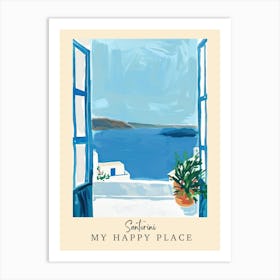 My Happy Place Santorini 1 Travel Poster Art Print