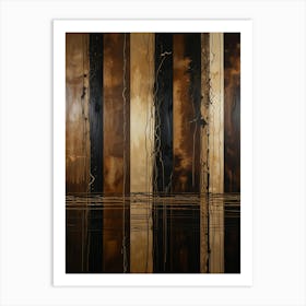 Abstract With Brown And Black Lines Art Print