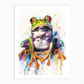 Frog Colourful Watercolour 1 Art Print