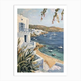 Mykonos Coast Kitsch Brushstrokes  2 Art Print