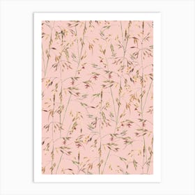 Native Themeda Grass Pattern On Light Pink Art Print