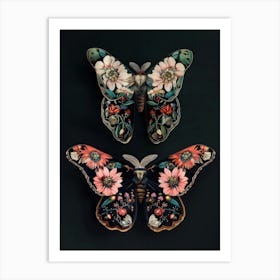 Dark Butterflies William Morris Style 3 Art Print