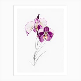 Orchid Floral Minimal Line Drawing 2 Flower Art Print