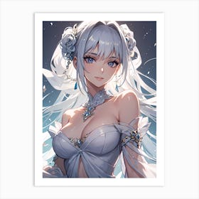 Anime Girl With White Hair Art Print