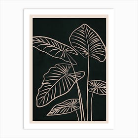 Minimalist Black & White Leaves 3 Art Print