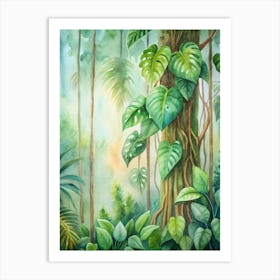 Tropical Jungle Watercolor Painting Art Print