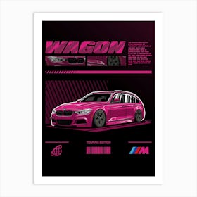 Bmw F31 Wagon Pink Art Print