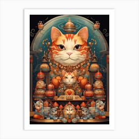 Fortune Cat Detailed Illustration 1 Art Print