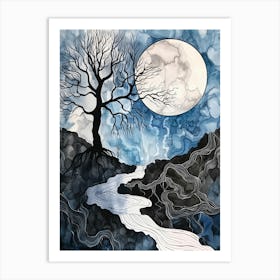 Moonlit River Art Print