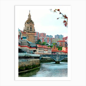 San Anton Medieval Church And The Old Town Buildings By The Nervion River Art Print