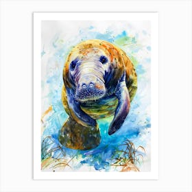 Manatee Colourful Watercolour 4 Art Print