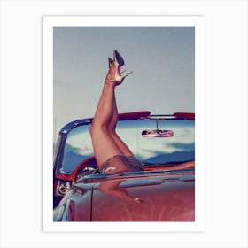 Funky Legs High Heels In Car Art Print