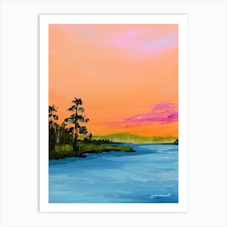 North Carolina Coastal Sunset Landscape Art Print