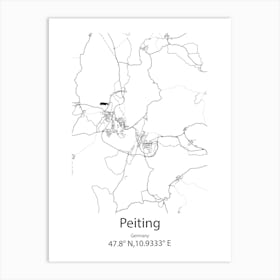 Peiting,Germany Minimalist Map Art Print