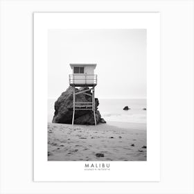 Poster Of Malibu, Black And White Analogue Photograph 4 Art Print