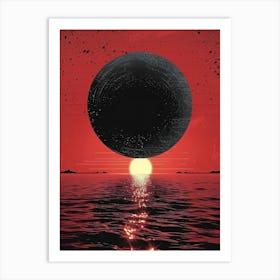 Black Sphere At Sunset Art Print