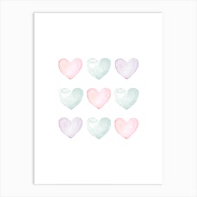 Pastel Hearts No 446 Art Print