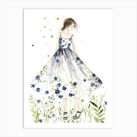 Watercolor Flower Girl Art Print