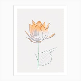 Lotus Flower In Garden Minimal Line Drawing 1 Art Print
