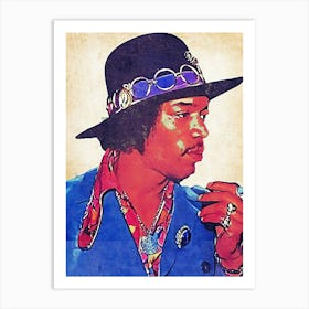 Jimmy Hendrix Retro Art Art Print