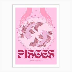 Pink Zodiac Pisces Art Print
