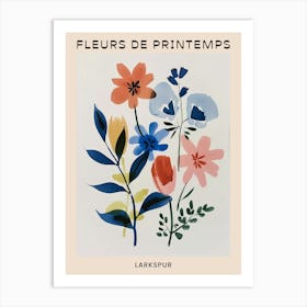 Spring Floral French Poster  Larkspur 4 Art Print