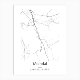 Molndal,Sweden Minimalist Map Art Print