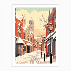 Vintage Winter Travel Illustration Manchester United Kingdom 5 Art Print