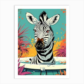 Zebra In The Tub 1 Art Print