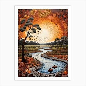 Default Australian Aboriginal Traditional Dot Painting Style A 0 (7) Art Print