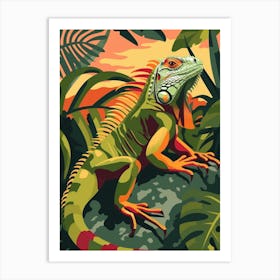 Green Galápagos Land Iguana Abstract Modern Illustration 2 Art Print