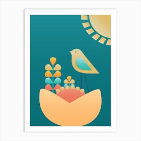 Mid-Century Bird And Flower III Art Print