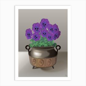 Purple Viola Flowers In A Copper Pot Art Print