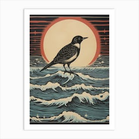 Vintage Bird Linocut Dipper 4 Art Print