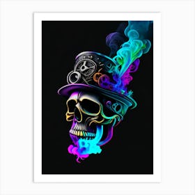 Skull With Vibrant Colors 1 Stream Punk Art Print