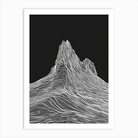 Cadair Idris Mountain Line Drawing 1 Art Print