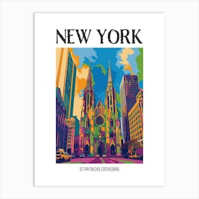 St Patricks Cathedral New York Colourful Silkscreen Illustration 2 Poster Art Print